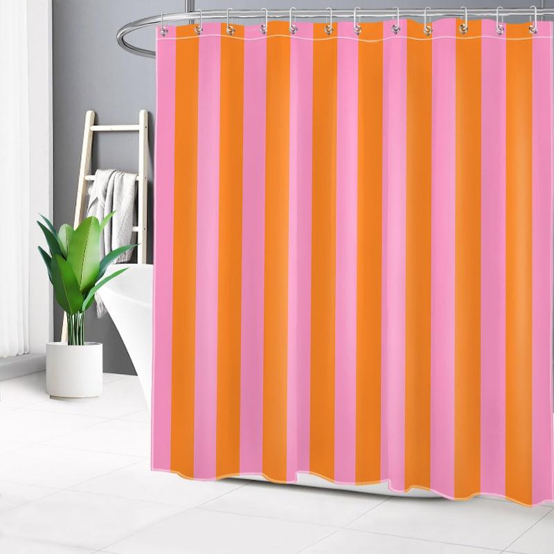 

Colorful Vertical Striped Waterproof Shower Curtain With 12 Hooks Bathroom Decoration Curtain For Privacy W60H190(CM)-1 Pcs