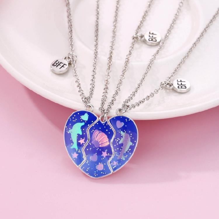 3 Pezzi Collana Girocollo Magnetica a Forma di Cuore Ottima per Amiche Catena a Cuore da Unire