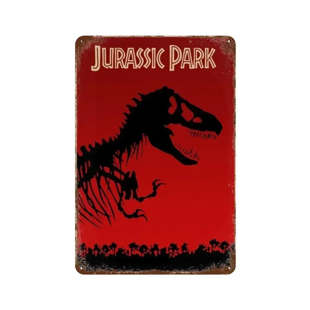 Jurassic Park Dinosaur Science Fiction Movie Sign Decor Metal Plate Poster Vintage Tin Sign Garage Man Cave Plaque Decoration
