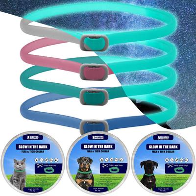 Glowing Dog Flea Tick Collar Luminous Rubber Pet 8 Month Protection Flea Collar Adjustable Mosquitoes Repellent Collar for Cats