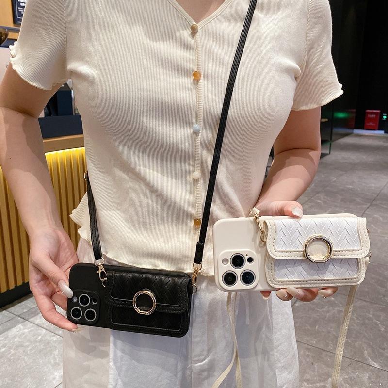 Fashion European and American Style Is Suitable for Huawei P90 Mobile Phone Case, Woven Pattern Honor 600Lite Oblique Span Rope Card Bag for Women
