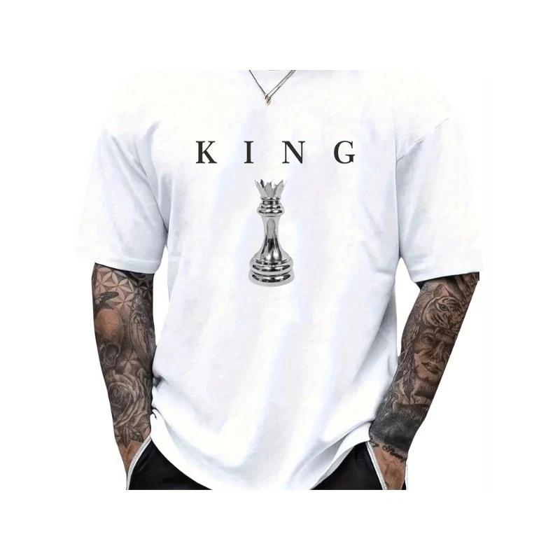 THE KING Men s Chess T-Shirt with Chess Piece Print (King, Queen, Rook Pawn) Tee XXXXL