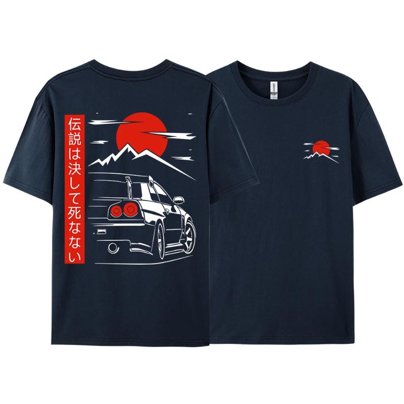 Japanse Stijl Auto JDM Cultuur GTR Racing T-shirts Mannen Vrouwen Street Wear Origineel Ontwerp Oversized 100% Katoen Paar Tops Tees