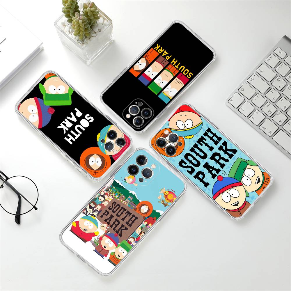 Classic S-south Cartoon P-Park Anime for iPhone 17 16 15 14 13 12 11 Pro Max Plus Transparent Soft TPU Phone Cover