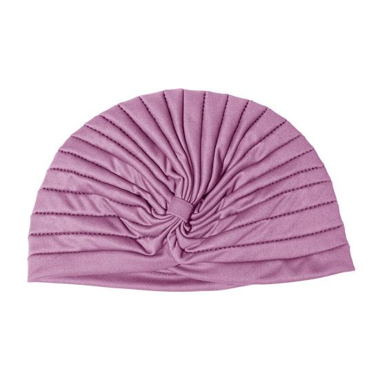 Yoga Hat with Satin Lining Hair Protection Frizz Control Soft Breathable Turban Nightcap High-Elastic Pleated Fabric Turban Hat