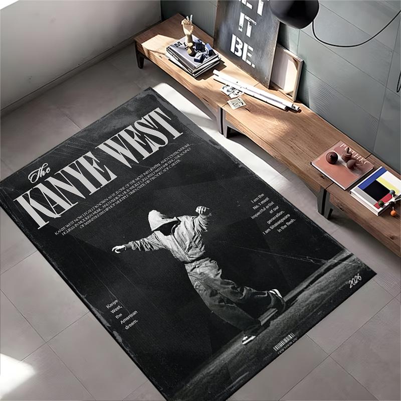Area Rug, Hip Hop Rapper Music Art Print, Man Cave Decor, Non-Slip Mat