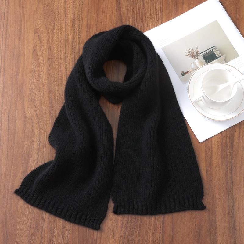Thickened Vertical Stripe Knitted Pure Wool Scarf for Men & Women – Versatile Warm Autumn/Winter Neck Warmer