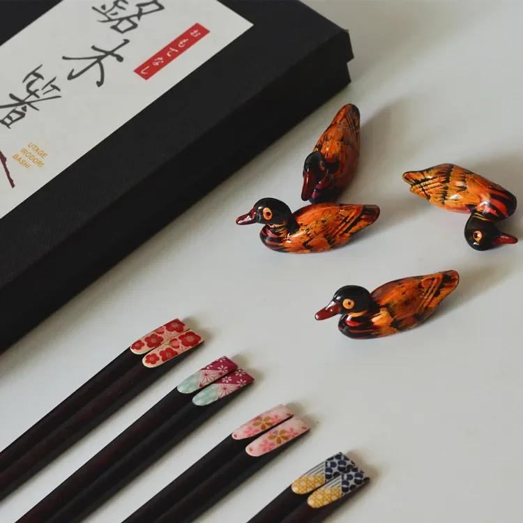 BEPAN Chinese style gift box creative wooden chopsticks four pairs of chopsticks chopstick rest gift box