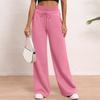 Women's Solid Color High Waisted Pants, Loose Fit Sweatpants, Straight Leg Pants