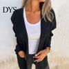 Solid Color Jacket Women Autumn Winter Lapel Collar Loose Casual Coat with Pocket Single-breasted Long Sleeves Top