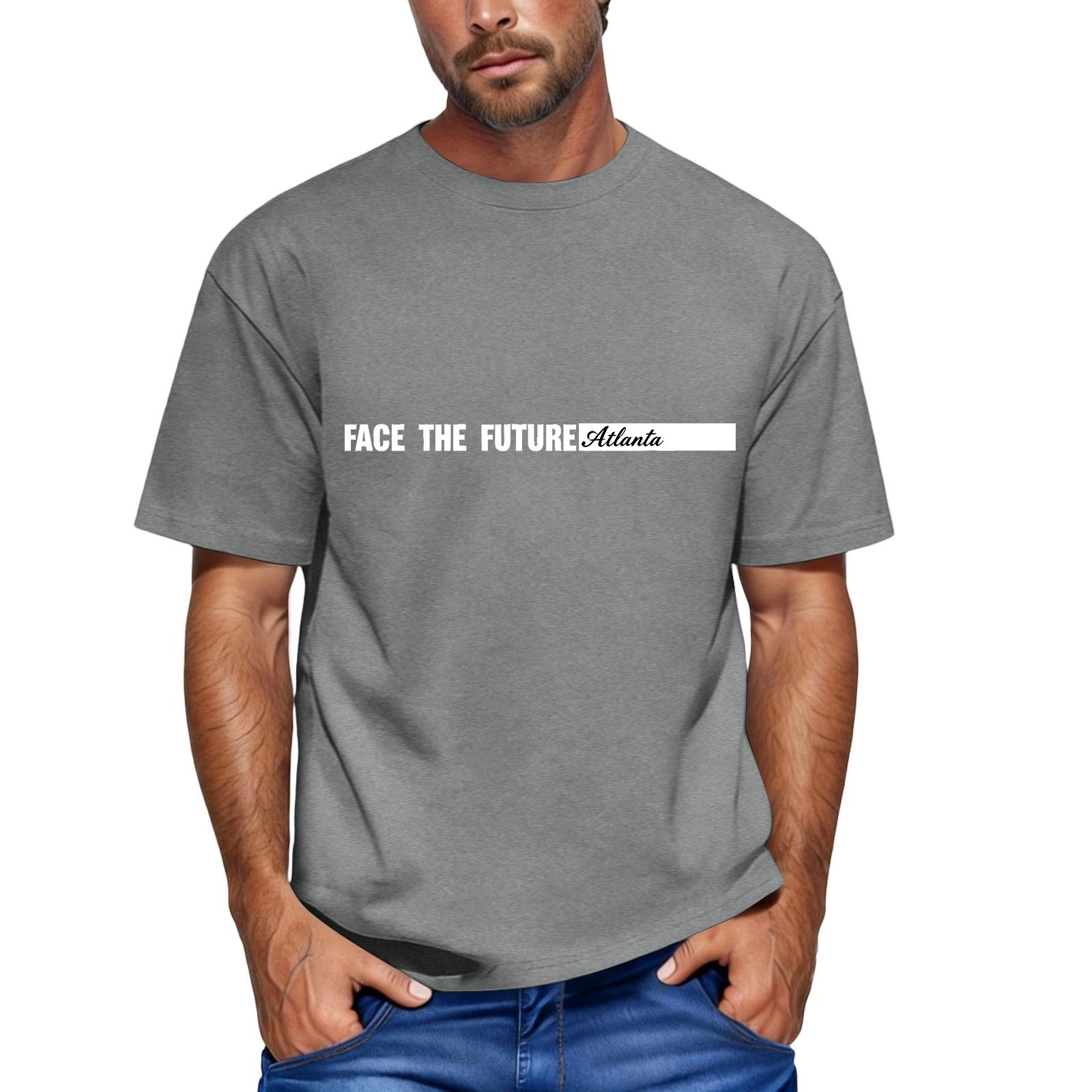Men s loose and casual flag letter print T-shirt short-sleeved top M