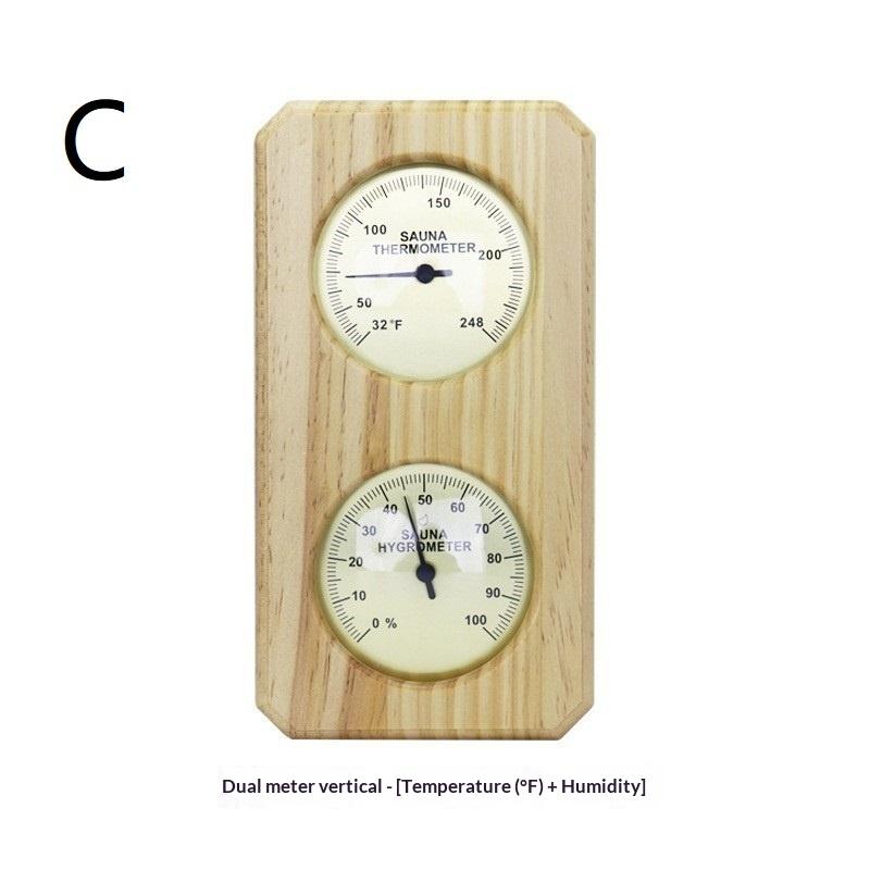 Dual Temperature And Humidity Meter Wall Mounted 2 In 1 Wooden Sauna Thermometer Hygrometer For Hotel Sauna Room