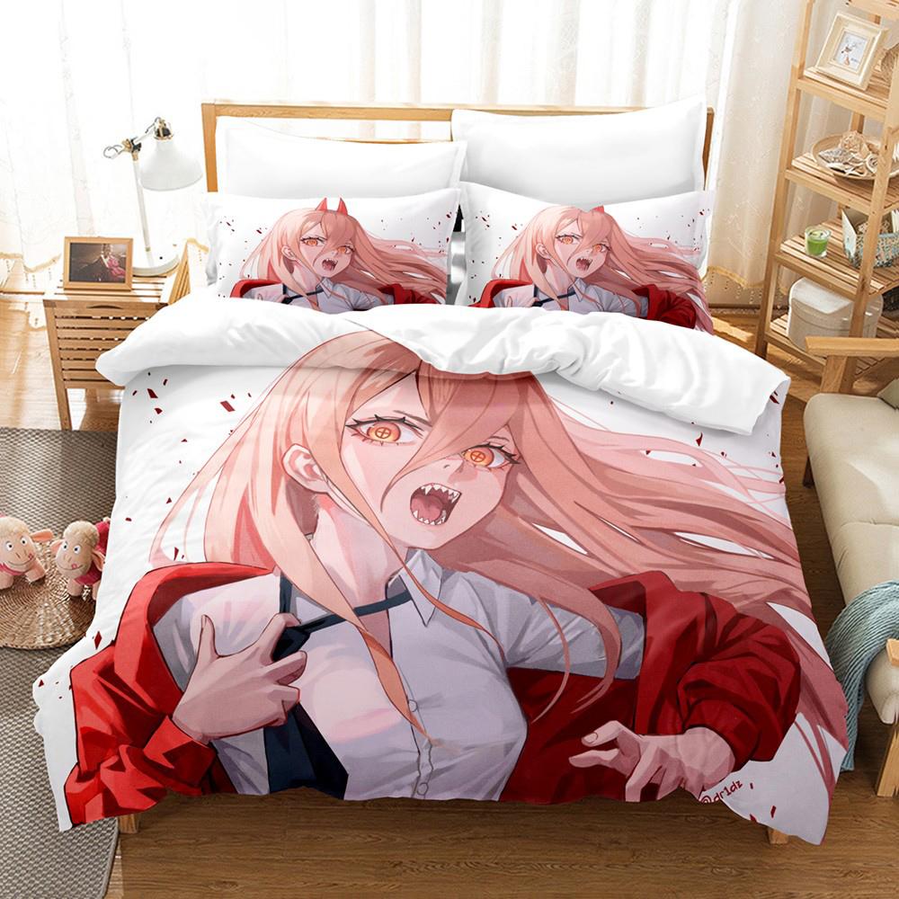 Anime Chainsaw Man Mitaka Asa Bedding Set Boys Girls Twin Queen Size Duvet Cover Pillowcase Bed Kids Adult