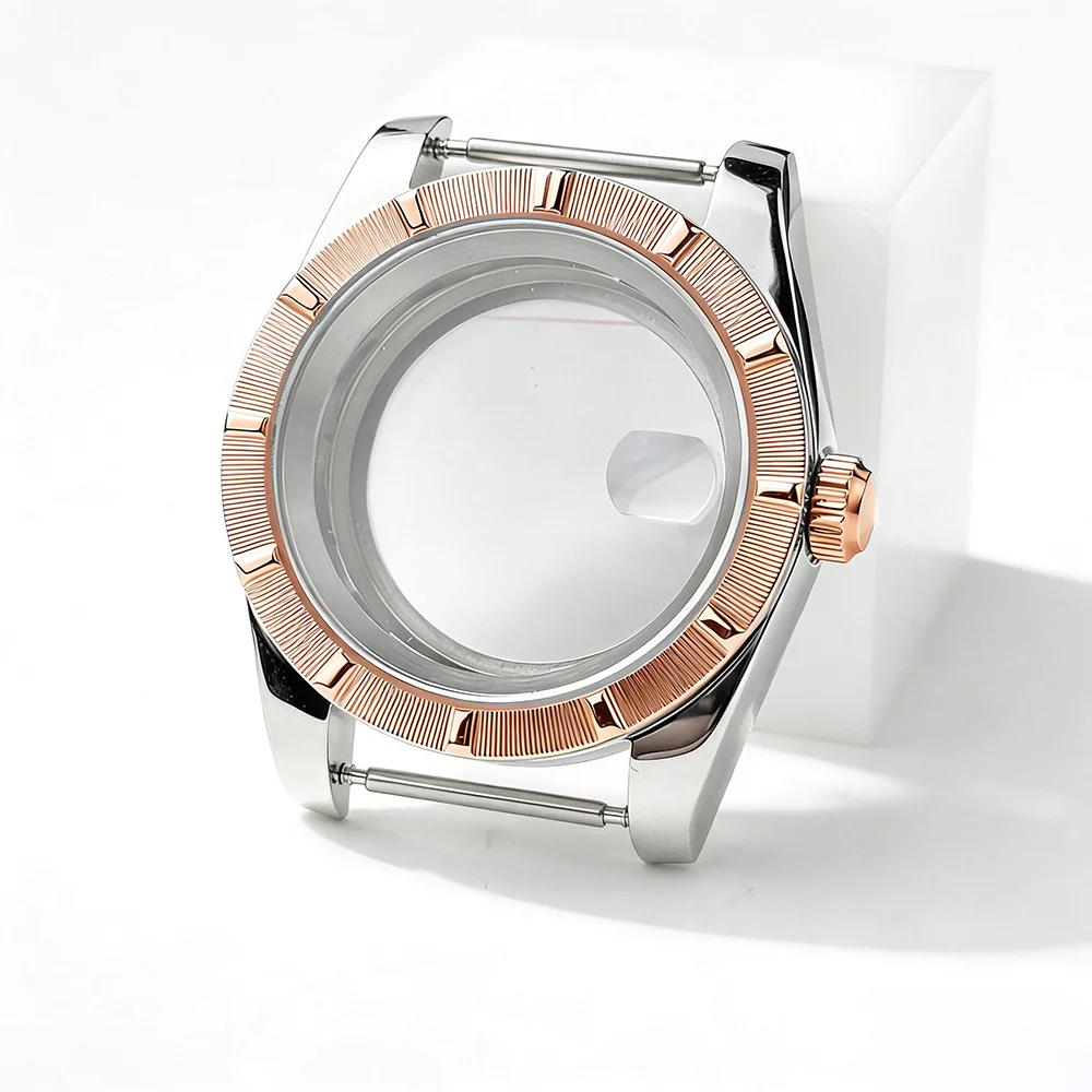 39/36mm Engine-Turned Bezel Watch Case Ref.115210 For Seiko Oyster Perpetual Date NH35/36 Automatic Movement Sapphire Mod Parts