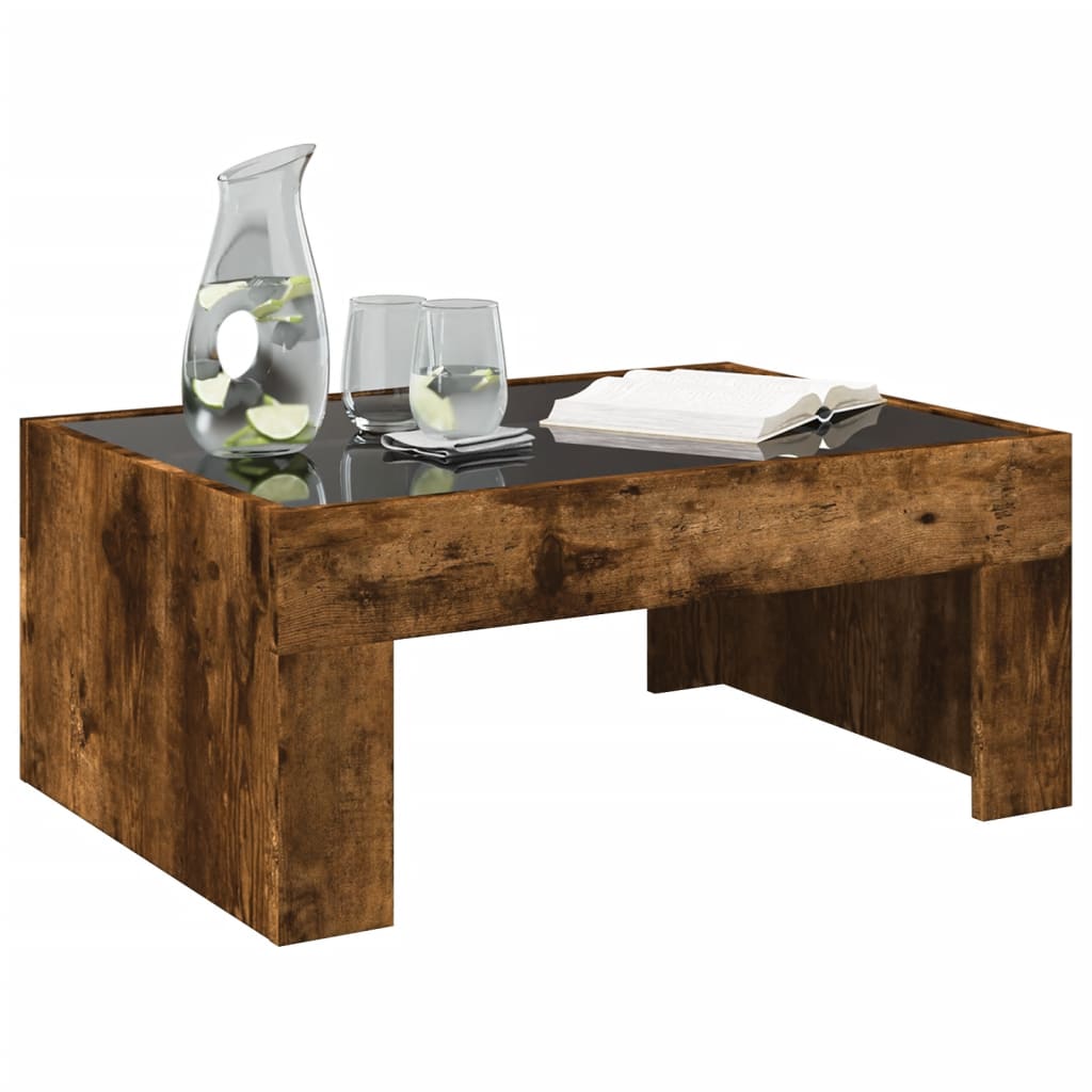 Infinity LED Coffee Table in Smoked Oak 70 x 50 x 30 cm