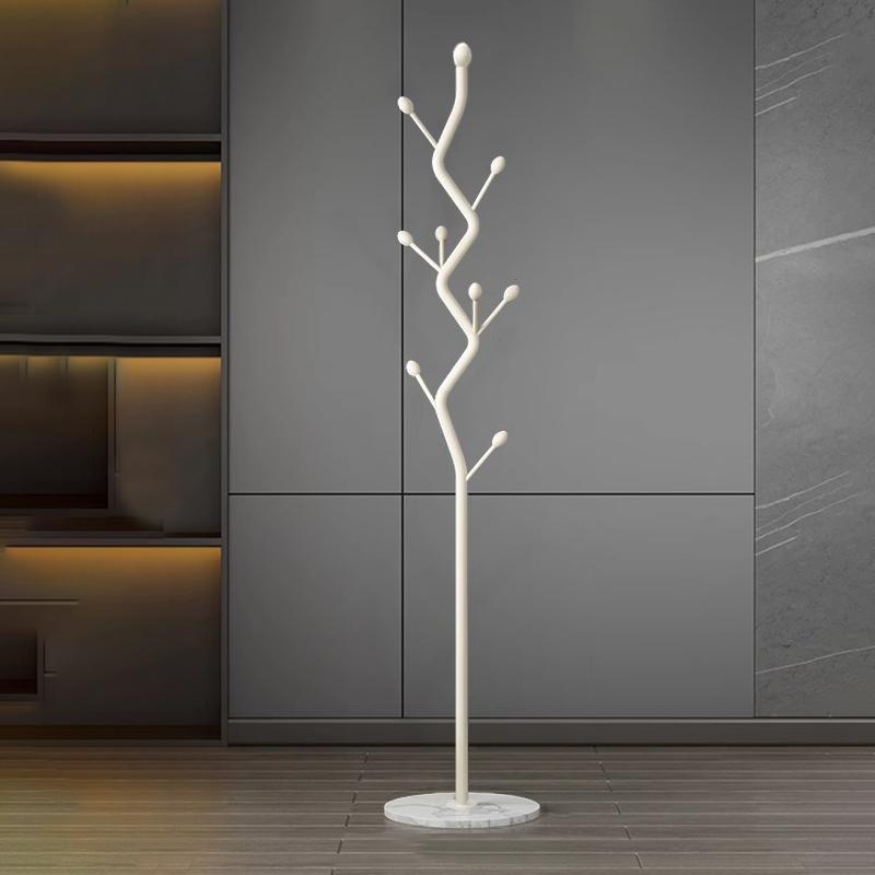 

Modern metal vertical coat rack - with marble base | Exquisite and simple design, freestanding hall hat and coat rack білий