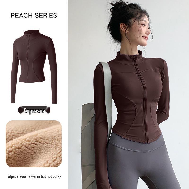 Women's Slim-Fit Fleece-Lined Running Jacket - Autumn/Winter 2025 Yoga & Fitness Long Sleeve.