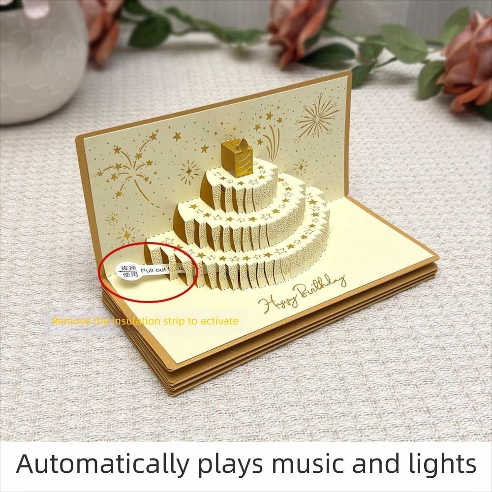 3D Pop-Up Birthday Red Envelope Greeting Card Foldable 6 Card Slots New Year's Money Red Envelope Gold-stamped Cover
