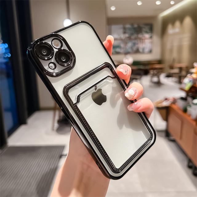 Husă transparentă pentru telefon pentru protecția camerei cu slot pentru carduri pentru Iphone 13 11 12 Pro Max, acoperire cu bara de protecție antișoc, capac din spate pentru Iphone14