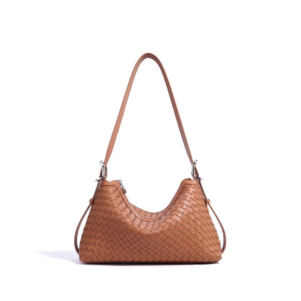 Spring Crossbody Bag, Fashionable and Lightweight Leather Underarm Bag, Hand-woven Niche Design Single-shoulder Bag