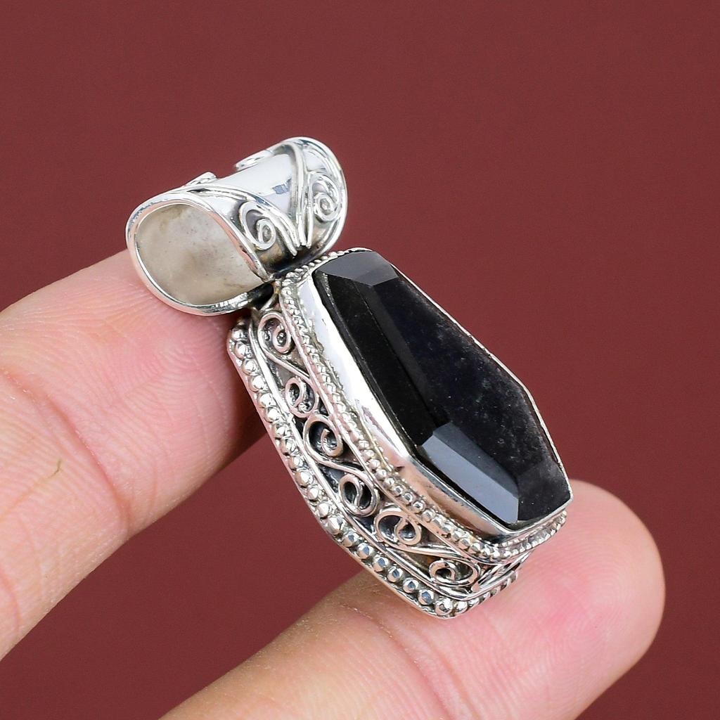 Silver Sheen Obsidian Pendant Original Gemstone Pendant Vintage Jewelry 925 Sterling Silver Pendant Handmade Dainty Pendant Anniversary Gift