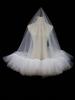 Xinmeiji Handmade White Double-Layer Bridal Veil with Ruffled Edge