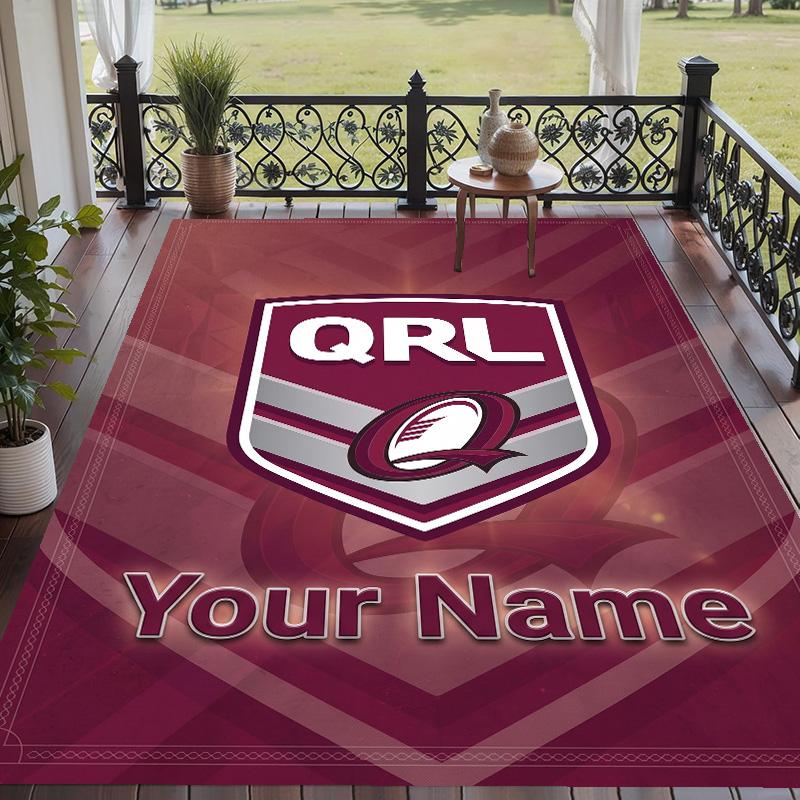 Custom Text Printed Rug Queensland Maroons Non Slip Floor Carpet For Home Room Decor