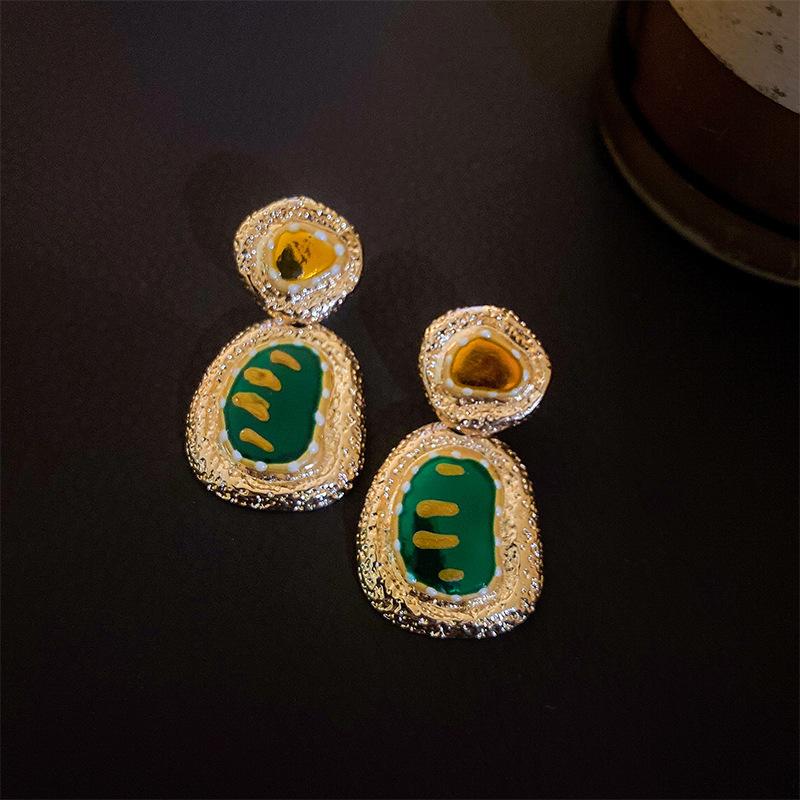 Silver Needle Zircon Earrings Retro Light Luxury Court Style Stud Earrings Niche High-end Earrings