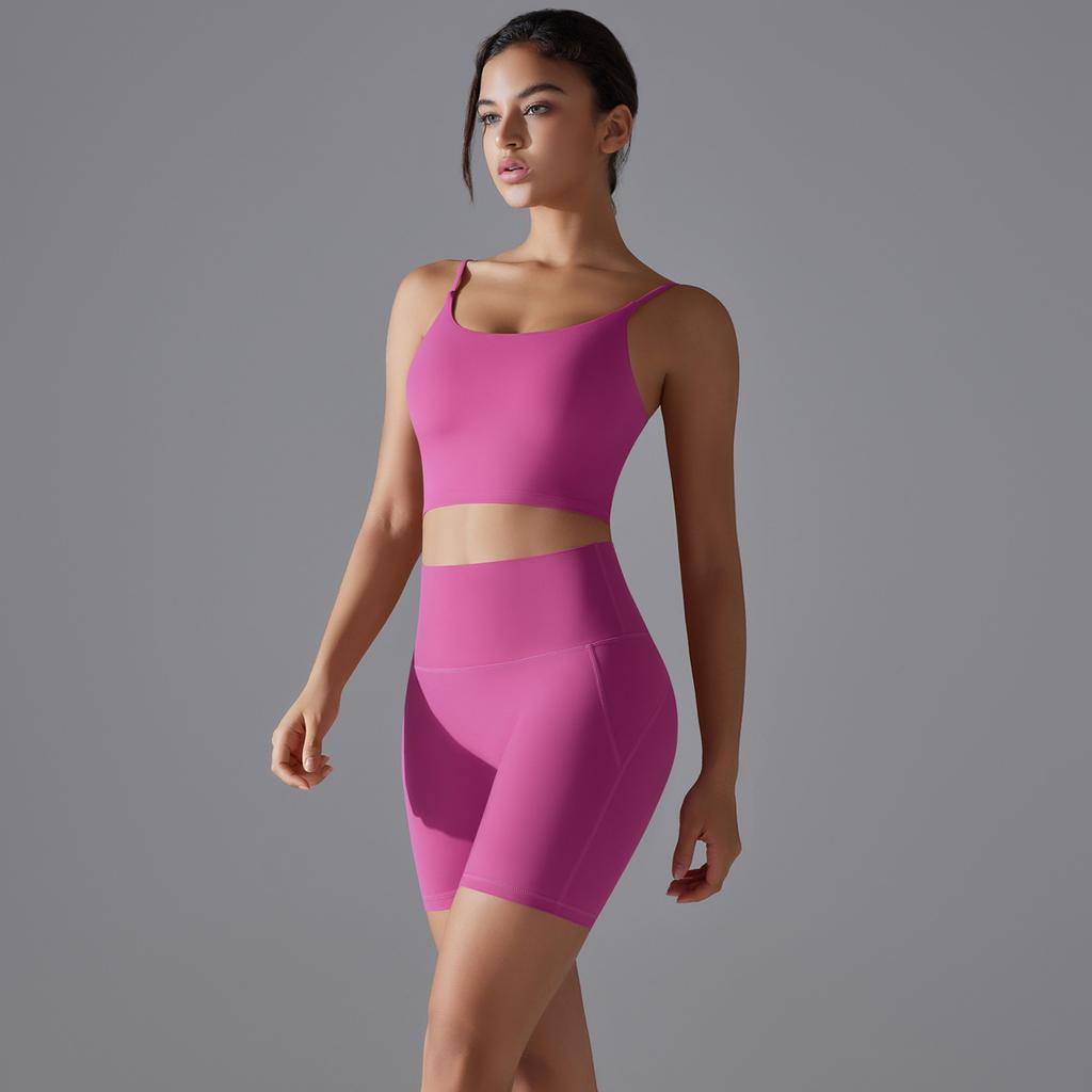 Nessaj Seamless High Waist Yoga Set Women Sleeveless Running Sportswear Push Up Slim Shorts Backless Bra Fitness Outfits