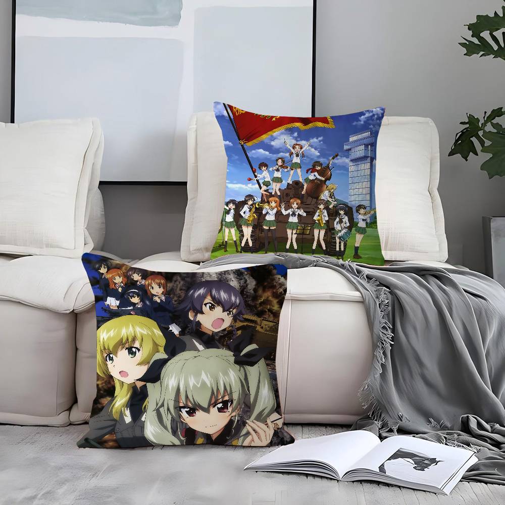 Anime G-GIRLS Und PANZER Cushion Cover Pillowcase Upholstery Sofa Throw Pillow Home Decor Pillowcas
