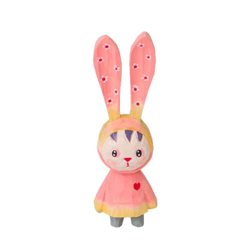 Wooden Bunny Car Stand With Long Ears For Gift And Home Office Decoration In Bright Colors