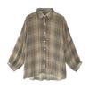 Women's Early Fall Plaid Shirt Lapel Long Sleeve Thin Jacket
