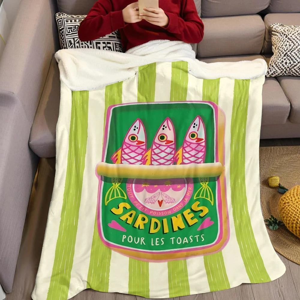 Sardine Can Design Flannel Blanket Warm Soft Halloween Christmas Couch Warm Cozy Decorative Decor Gift for All Season