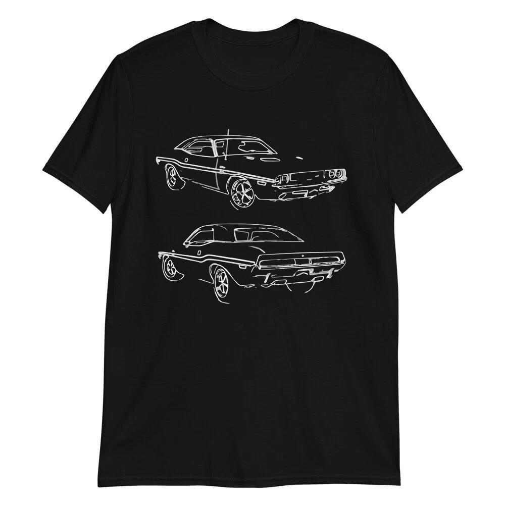 Muscle Car Line Art Charger Challenger Cougar Collector Cars T-Shirt XXXXL