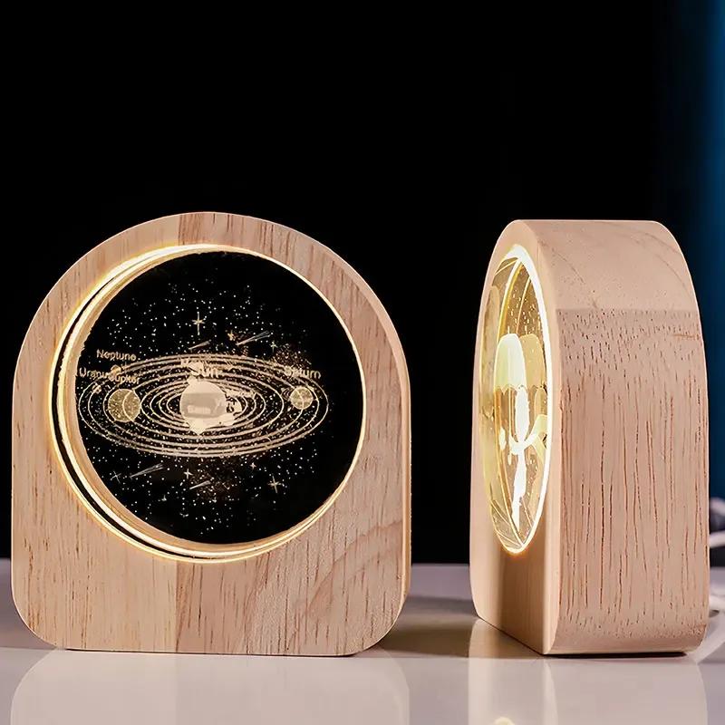 3D křišťálové sklo Řemeslná dekorace Laserem gravírovaný sluneční systém astronomie Dárek k Valentýnu Dárek k narozeninám Stolní dekorace