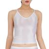 Womens Glossy Stretchy Camisole Scoop Neck Sleeveless Sling Crop Top Vest