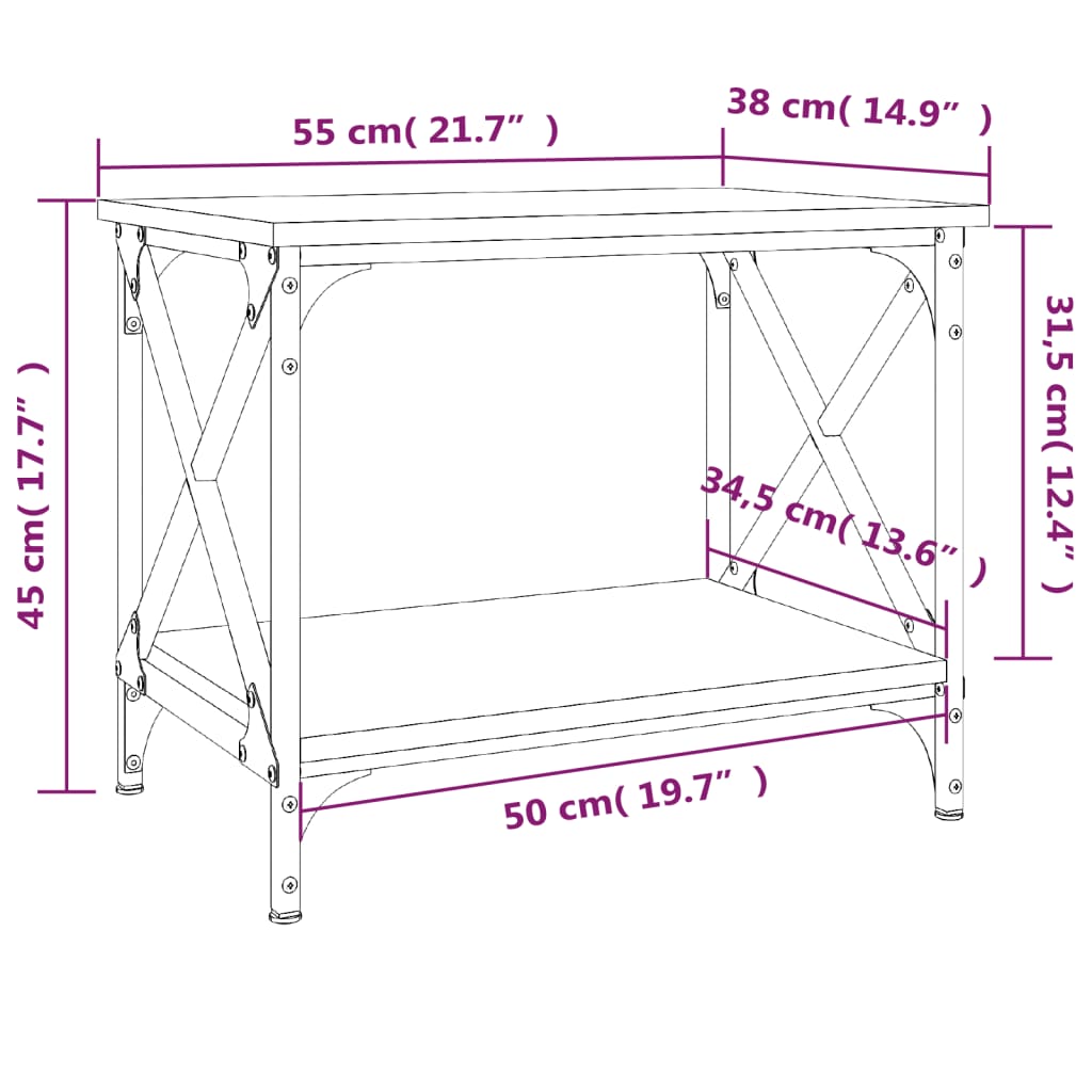 Side Table Sonoma Oak 55 x 38 x 45 cm Particleboard