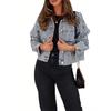Koreanische Europäischer Stil Sternenprint Jeansjacke mit Revers & Langen Ärmeln für Damen - 2026 Neue Ankunft