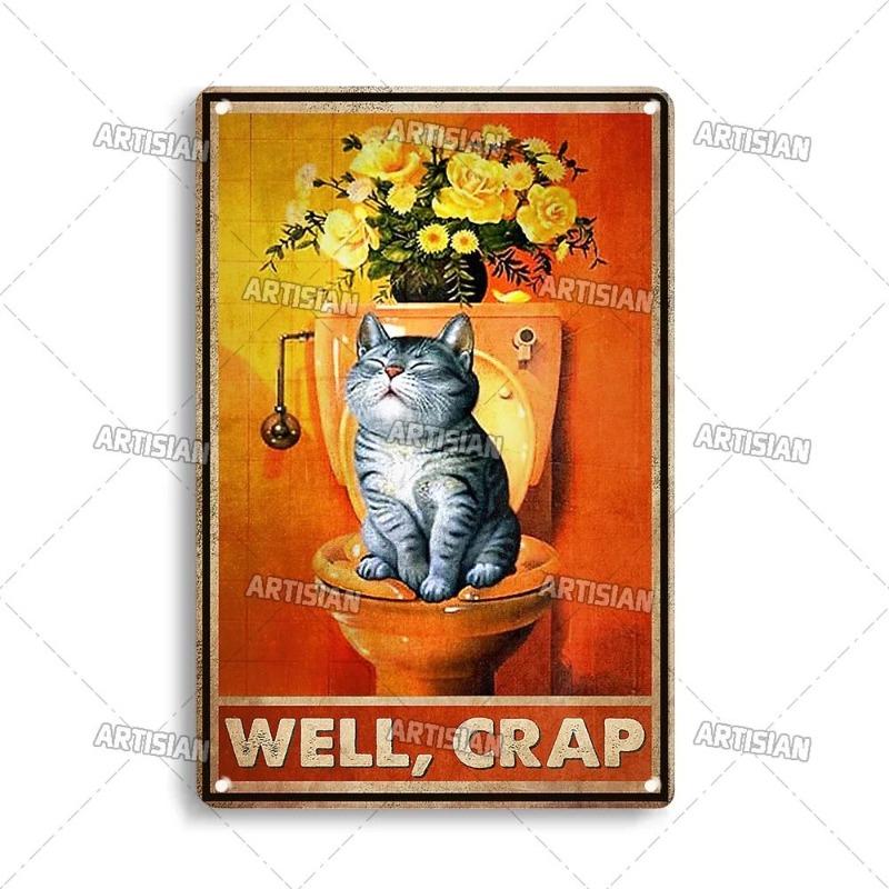 Funny Cat Retro Poster, Aluminum Metal Wall Decor 20x30cm