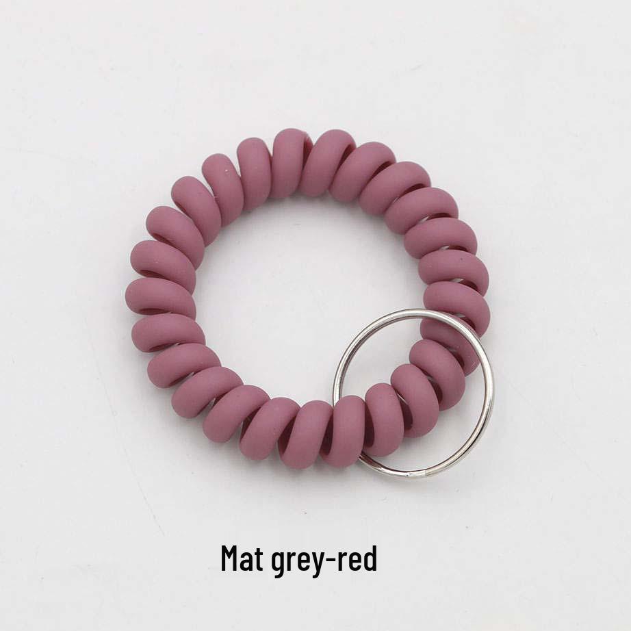 Matte Plastic Anti-Lost Spring Coil Cord Keychain and Hair Tie Bracelet