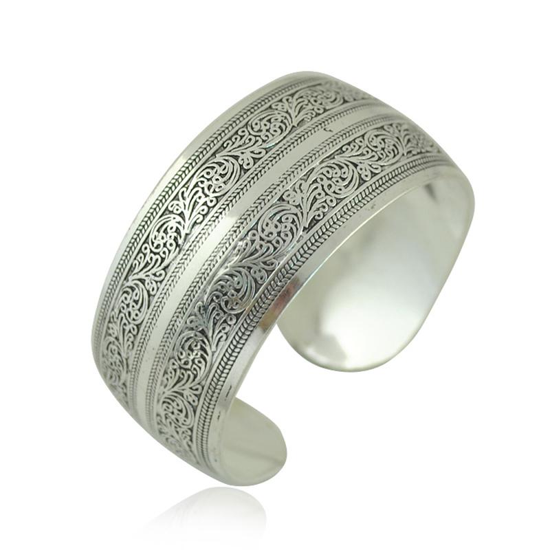 Vintage Cuff Bracelet Tibetan copper Plated Carved Flower Geometric Animal Opening Bangle Adjustable Indian Zircon Women Gifts