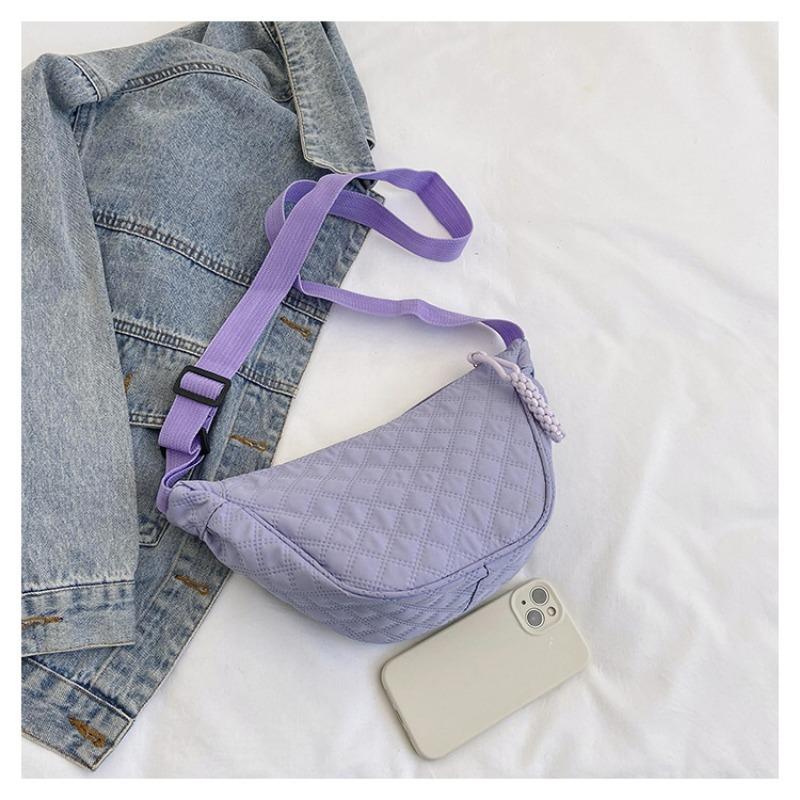 Women's New Shoulder Crossbody Dumpling Bag Large Capacity Tote Bag Solid Color Casual Versatile Nylon Fabric Bag Trendy