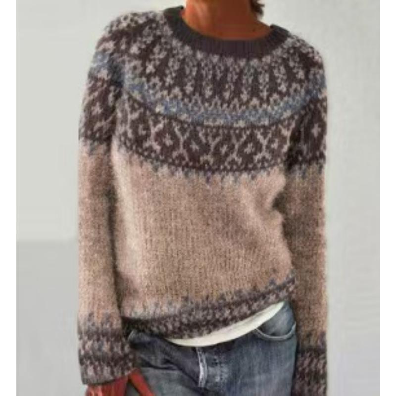 DAFIFY Dame Mote Casual Høst Vinter Rombemønster Langermet O-hals Gensere