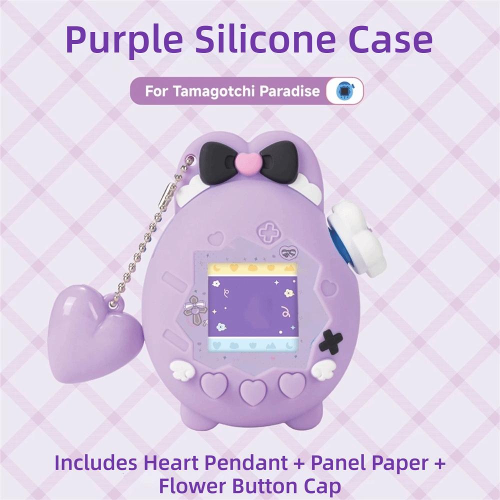 

Cute Bunny Shape Silicone Protective Cover with Panel Sticker Pendant Knob Cover Decorative Cover for Tamagotchi Paradise фіолетовий