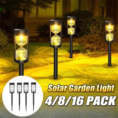 Bright Solar Pathway Lights Hourglass LED Path Lights Outdoor Solar Powered Garden Lights for Yard Lawn Landscape Decorative