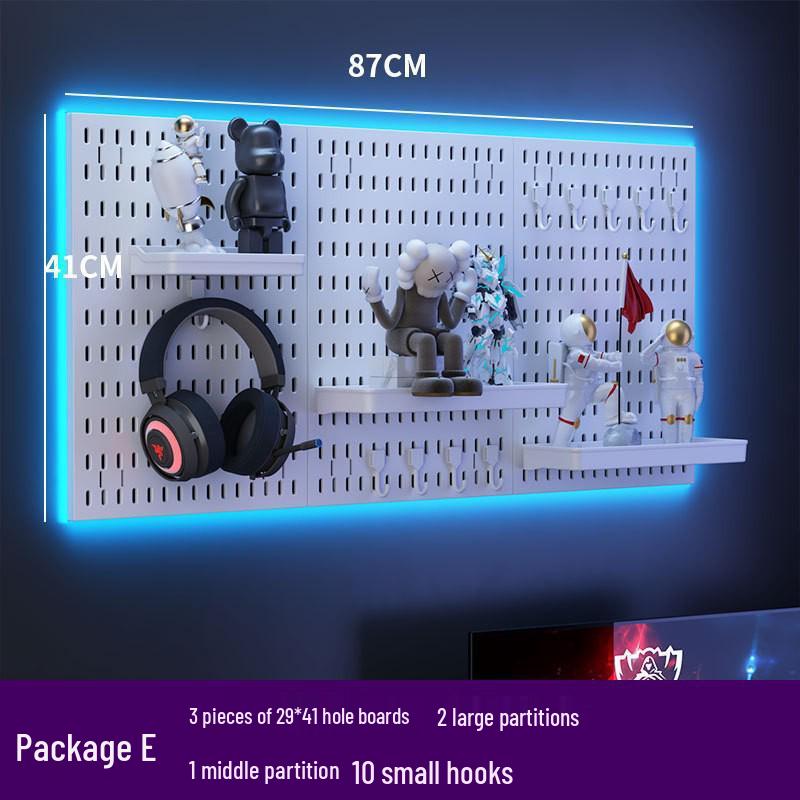 E-sports Pegboard Wall Display: DIY Headphone, Keyboard, Jay Chou Photo Storage, Punch-Free Mount Rack