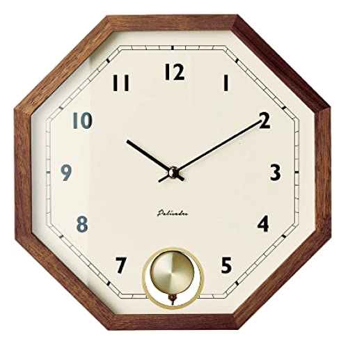 Interform Wall Clock, Pendulum Clock, CL-3351BN, Görlitz Gold/Brown Wood, Dimensions: 28cm W X 28cm H X 7cm D