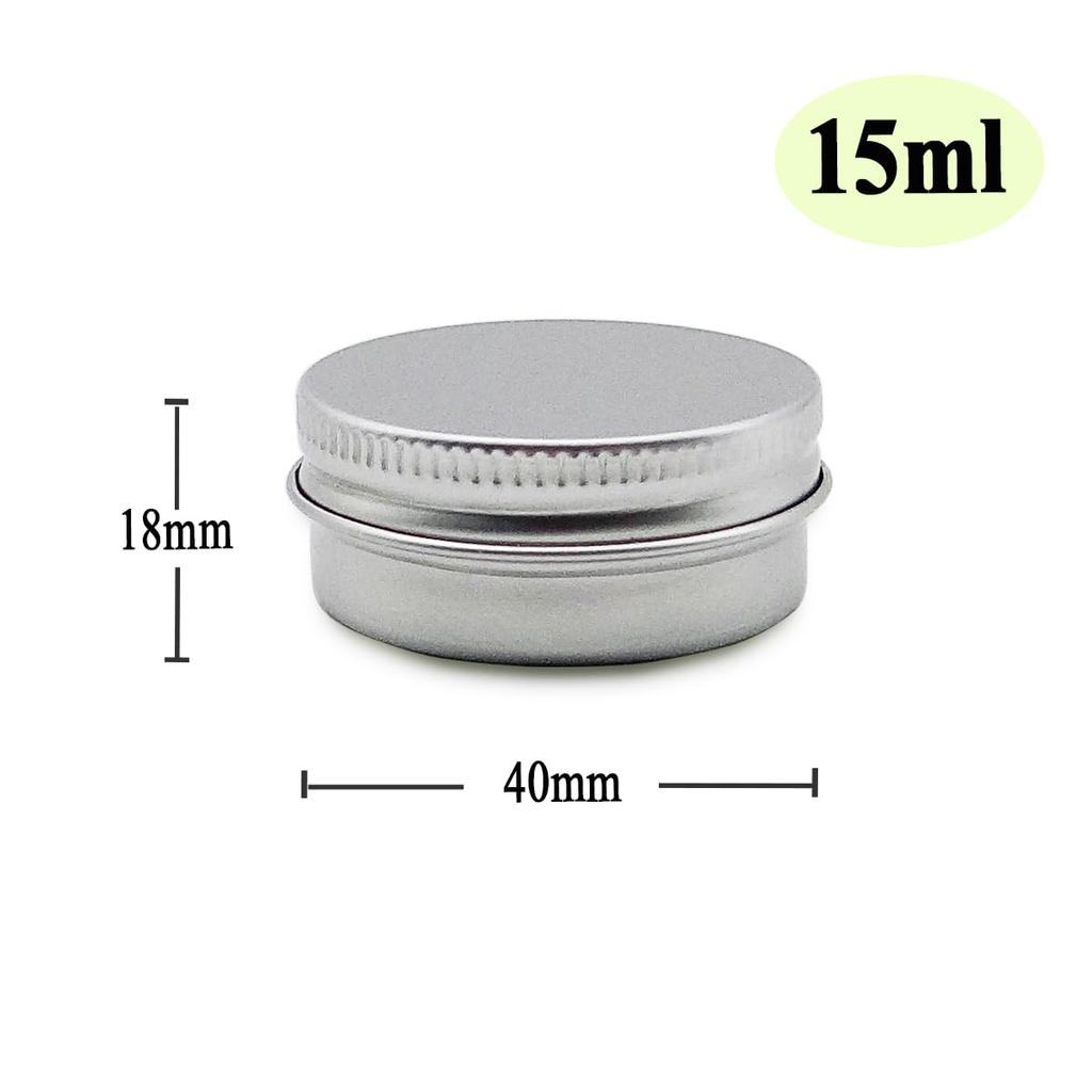 Wopanxye 15ml Silver Aluminum Refillable Cream 15g Cream Cosmetic Small Ointment Aluminum Aluminum Jar Cream Cosmetic Storage for Travel and Small Lip