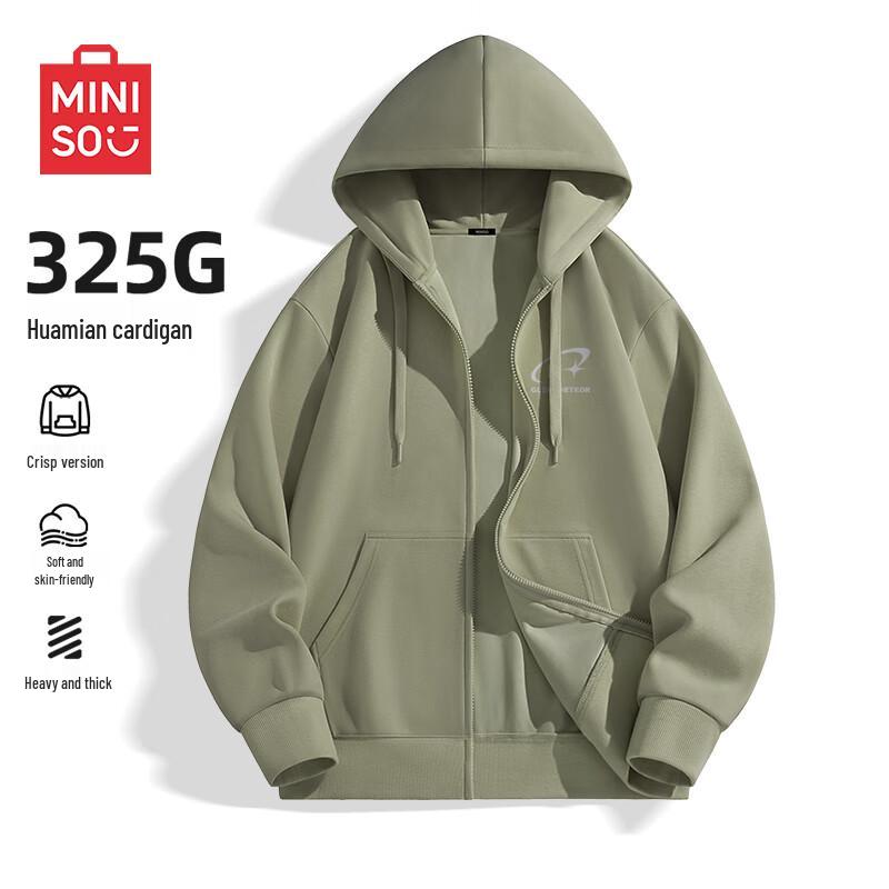 MINISO Men's American Style Hooded Full-Zip Sweatshirt