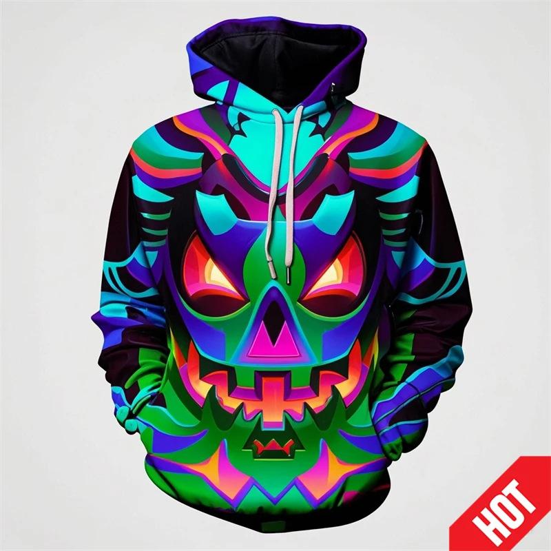 Autumn 3D Fun Pumpkin Pattern Printed Hoodies Fashionable Casual Sports Long Sleeved Men's Hooded Sweatshirts